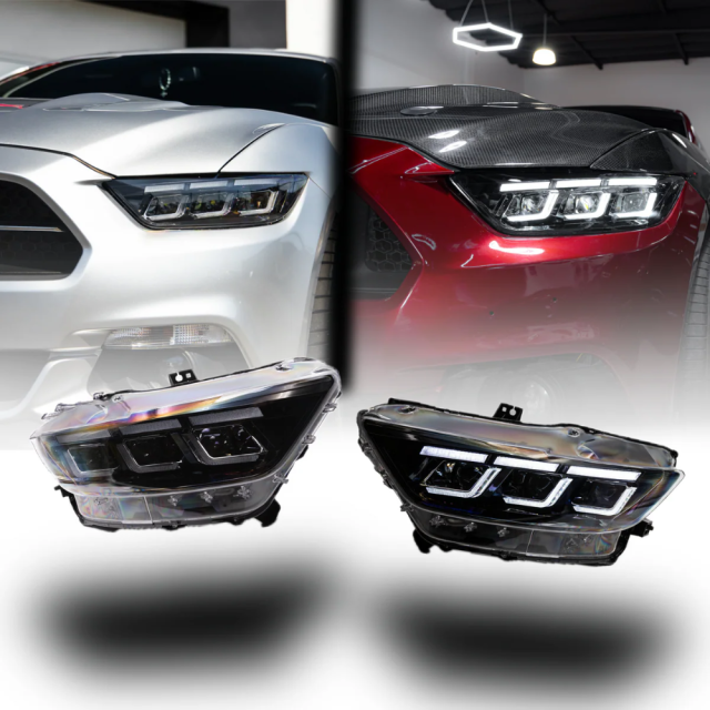 2015-2017 FORD MUSTANG S550 PROJECTOR S650-STYLE HEADLIGHTS w/AMBER SEQUENTIAL TURN SIGNAL main image